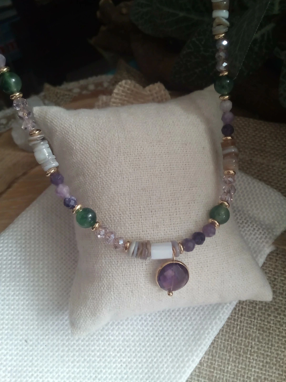 Collar de piedras semi preciosas, colgante de amatista ♥ – photo 3
